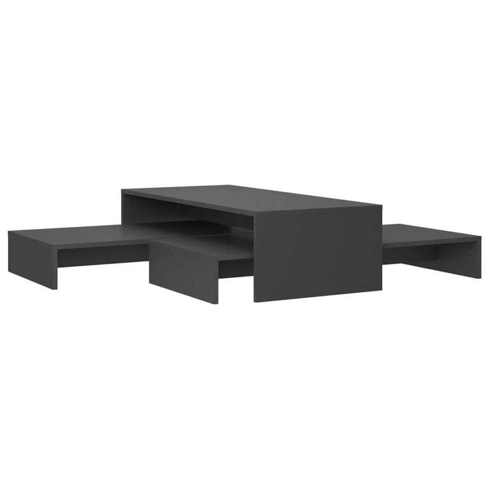 Vidaxl Zásuvný konferenčný stolík sivý 100x100x26,5 cm drevotrieska